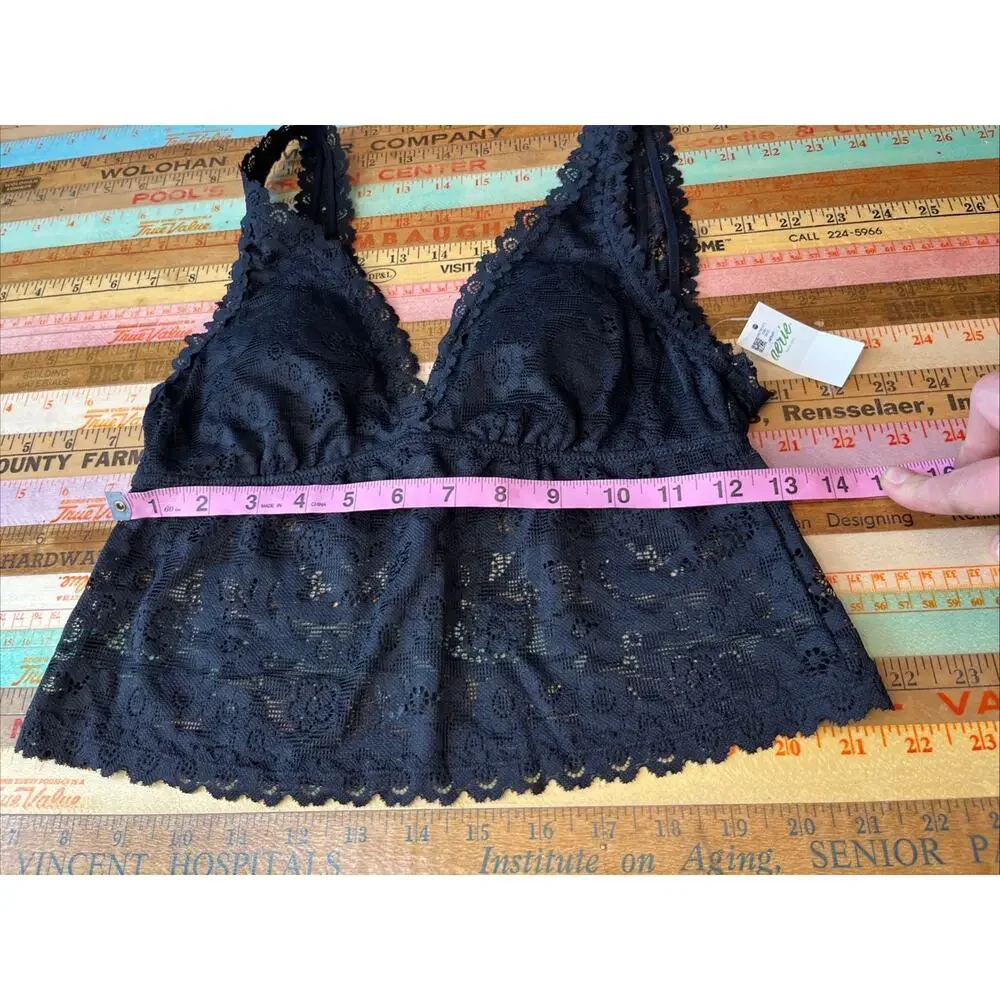 NEW Aerie S Show Off Paisley Lace Light Pads Plunge Tank Top Bra Black $39 - Picture 10 of 10